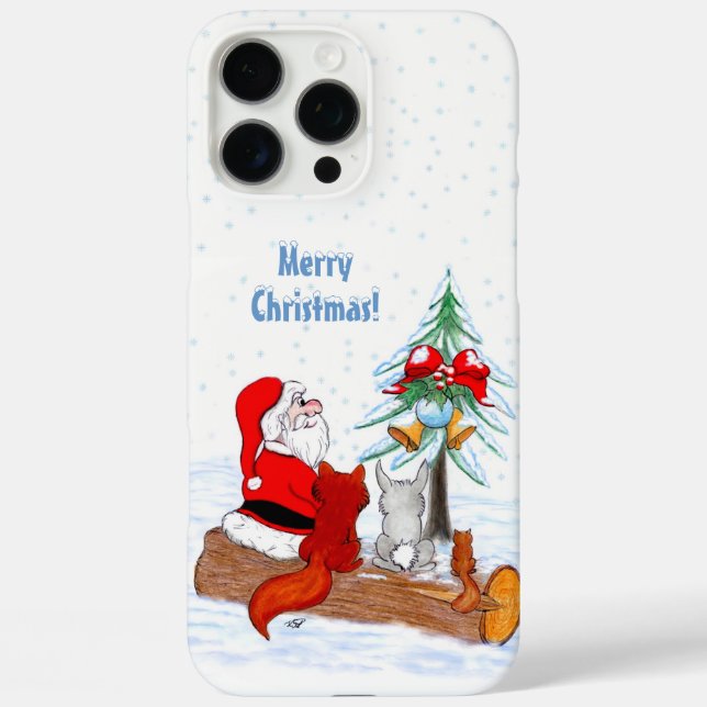 Santa Claus with Rabbit Fox and Squirrel Case-Mate iPhone Case (Back)