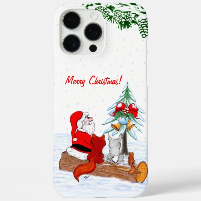 Santa Claus with Rabbit Fox and Squirrel Case-Mate iPhone Case (Back)
