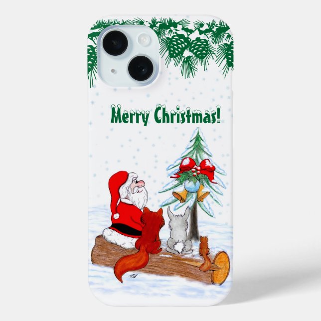 Santa Claus with Rabbit Fox and Squirrel Case-Mate iPhone Case (Back)