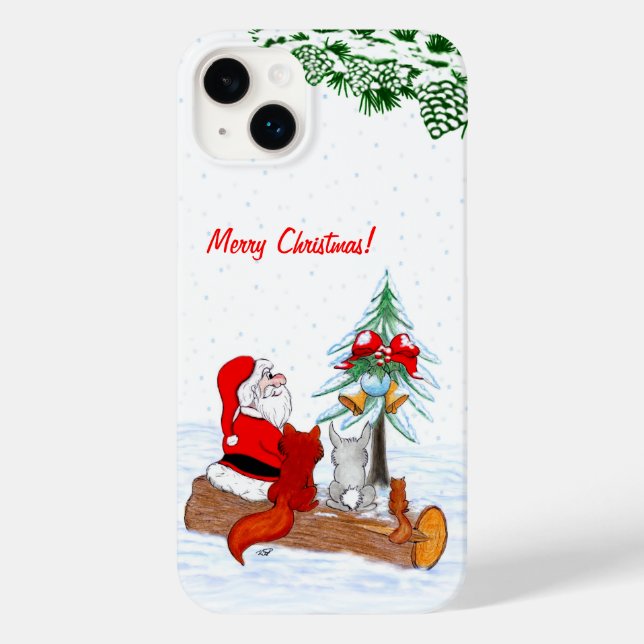 Santa Claus with Rabbit Fox and Squirrel Case-Mate iPhone Case (Back)