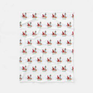 Santa Claus with Rabbit Fox and Squirrel Fleece Blanket
