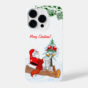 Santa Claus with Rabbit Fox and Squirrel iPhone 14 Pro Case