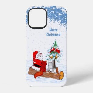 Santa Claus with Rabbit Fox and Squirrel iPhone 12 Case
