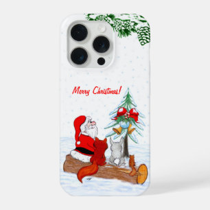 Santa Claus with Rabbit Fox and Squirrel iPhone 15 Pro Case