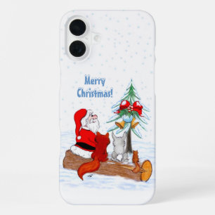 Santa Claus with Rabbit Fox and Squirrel iPhone 16 Plus Case