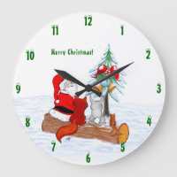 Santa Claus with Rabbit Fox and Squirrel
