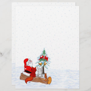 Santa Claus with Rabbit Fox and Squirrel Letterhead