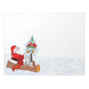 Santa Claus with Rabbit Fox and Squirrel Notepad