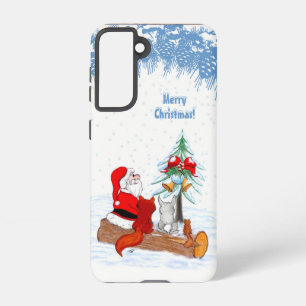 Santa Claus with Rabbit Fox and Squirrel Samsung Galaxy Case