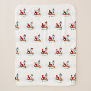 Santa Claus with Rabbit Fox and Squirrel Sherpa Blanket