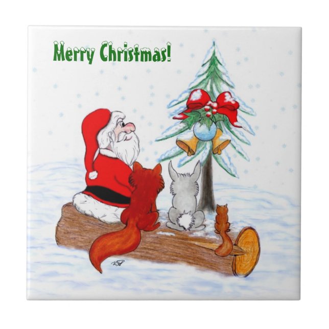 Santa Claus with Rabbit Fox and Squirrel Tile (Front)