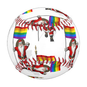 Santa Claus With Rainbow Flag Baseball