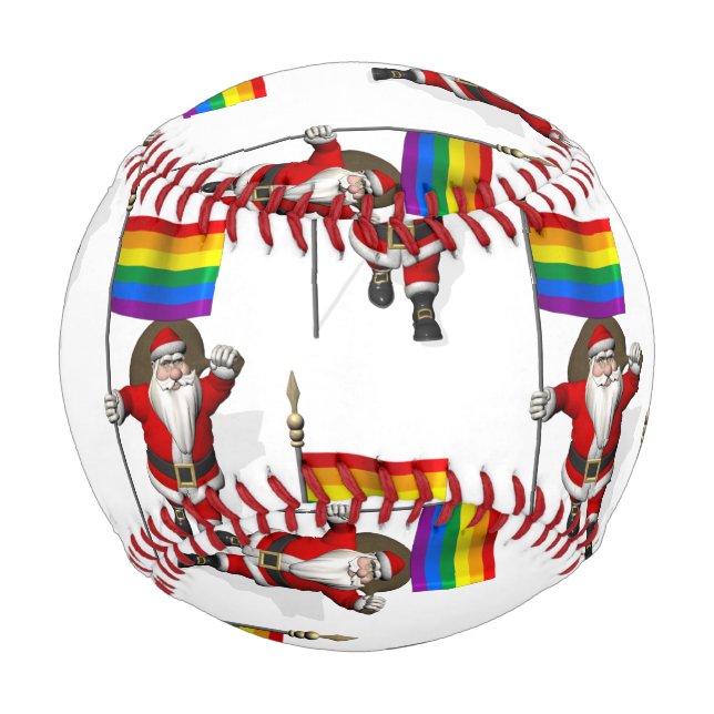 Santa Claus With Rainbow Flag Baseball (Back)