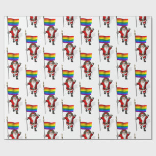 Santa Claus With Rainbow Flag Wrapping Paper