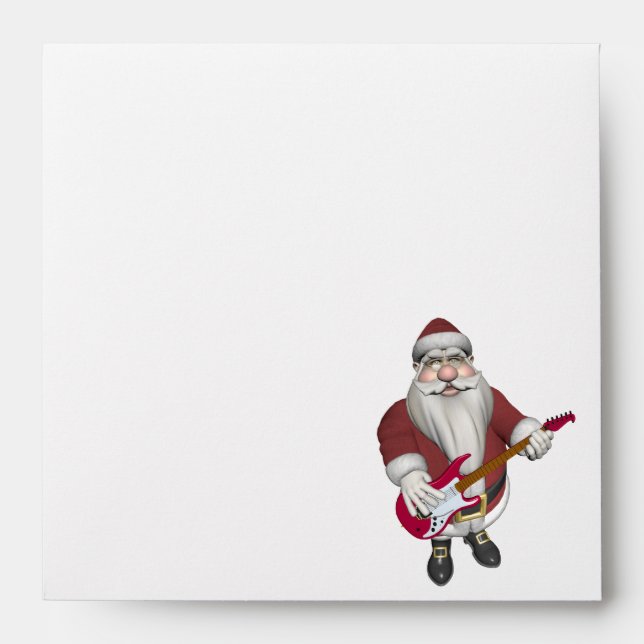 Santa Claus With Red Electric Guitar Envelope (Front)