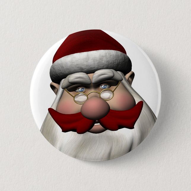Santa Claus With Red Moustache 2 Inch Round Button (Front)