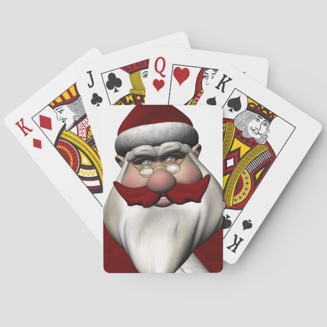 Santa Claus With Red Moustache Playing Cards (Back)