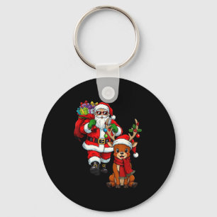 Santa Claus With Reindeer And Cool Christmas Keychain
