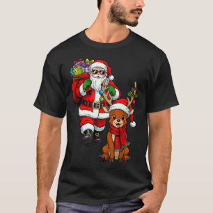 Santa Claus With Reindeer And Cool Christmas  T-Shirt