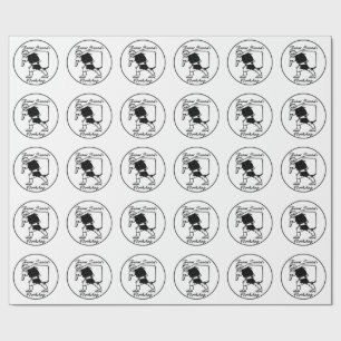 Santa Claus with Sack Black and White Wrapping Paper