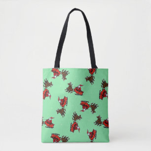 Santa Claus with sly on green Tote Bag