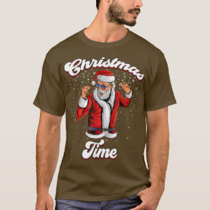 Santa Claus With Sunglasses Dancing Snow Christmas T-Shirt