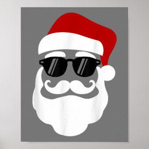 Santa Claus with Sunglasses Funny Christmas Design Poster