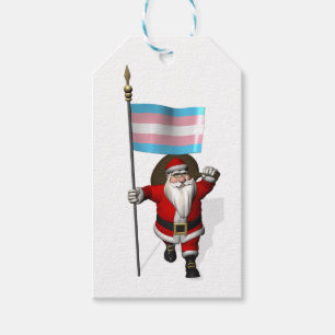 Santa Claus With Trans Pride Flag Gift Tags