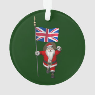 Santa Claus With Union Flag Of The UK Ornament