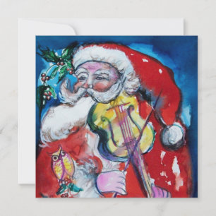 SANTA CLAUS WITH VIOLIN - CHRISTMAS PARTY INVITATION