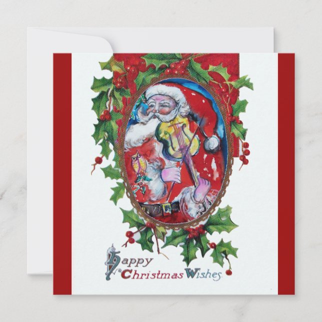 SANTA  CLAUS WITH VIOLIN - CHRISTMAS PARTY INVITATION (Front)