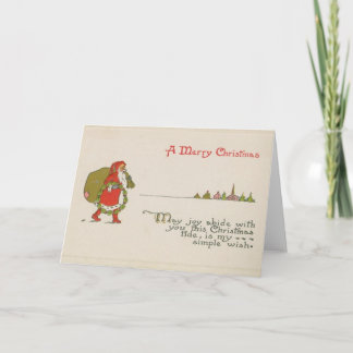 Santa Claus with Wreath Christmas Card