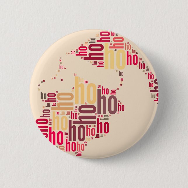 Santa Claus wordcloud Ho Ho Ho 2 Inch Round Button (Front)