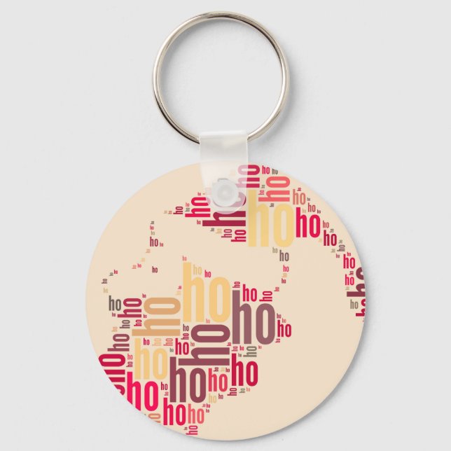Santa Claus wordcloud Ho Ho Ho Keychain (Front)