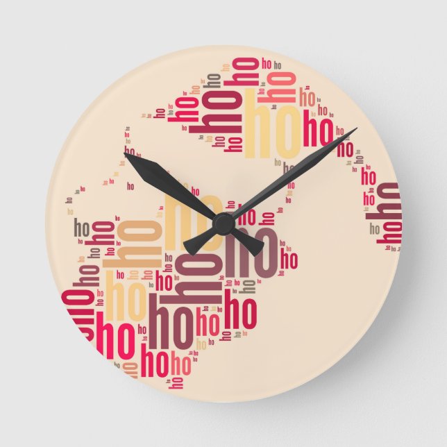 Santa Claus wordcloud Ho Ho Ho Round Clock (Front)