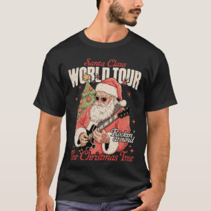 Santa Claus World Tour Cool Christmas Music Guitar T-Shirt