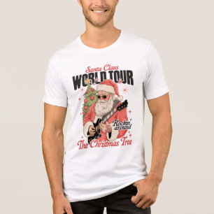 Santa Claus World Tour Cool Christmas Music Guitar Tri-Blend Shirt