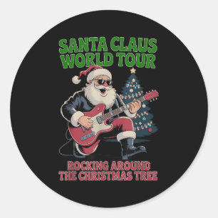 Santa Claus World Tour Rocking Around The Christma Classic Round Sticker