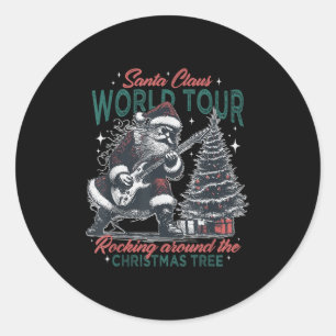 Santa Claus World Tour Rocking Around The Christma Classic Round Sticker