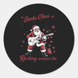 Santa Claus World Tour Rocking Around The Christma Classic Round Sticker
