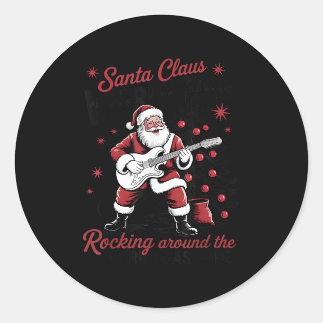 Santa Claus World Tour Rocking Around The Christma Classic Round Sticker (Front)