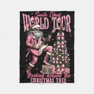 Santa Claus World Tour Rocking Around The Christma Fleece Blanket