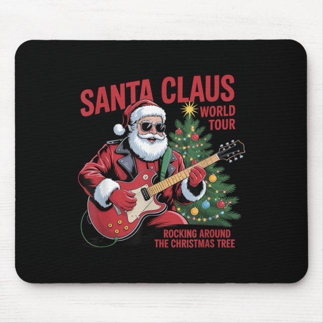 Santa Claus World Tour Rocking Around The Christma Mouse Pad (Front)