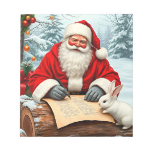 Santa Claus Writing a Letter in a Snowy Forest Notepad