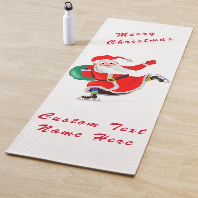 Santa Claus Yoga Mat with Custom Text Name (In Situ)