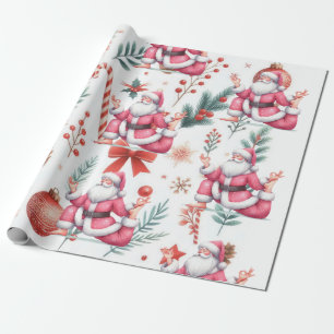 Santa Claus Yoga with Christmas themed Wrapping Paper