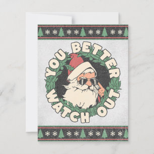 Santa Claus - You Better Watch Out - Retro Holiday Card