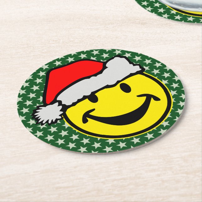 Santa Claus your backgr. & ideas Round Paper Coaster (Angled)