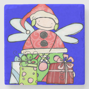 Santa ClausChristmas Marble Stone Coaster, Blue    Coaster