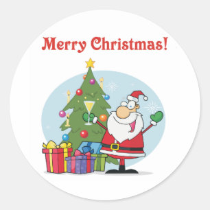 Santa Clause and presents christmas holiday Classic Round Sticker